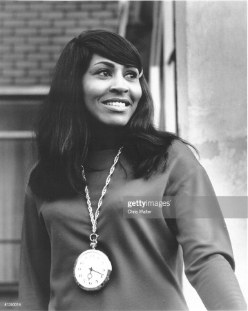 Black and white photo of Tina Turner in the 1960's