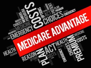 A picture with words related to Medicare Advantage.