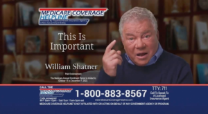 Picture of a Medicare Advantage ad using William Shatner as a spokesperson.