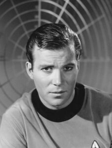 A picture of Captain Kirk from the original Star Trek Series.